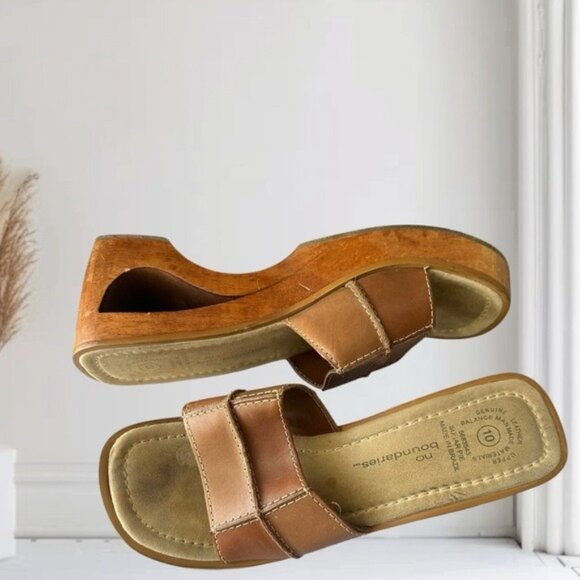 No Boundaries Y2K 90's Wood Chunky Sugar Pie Platform Patchwork Heels size 10 - Picture 1 of 11